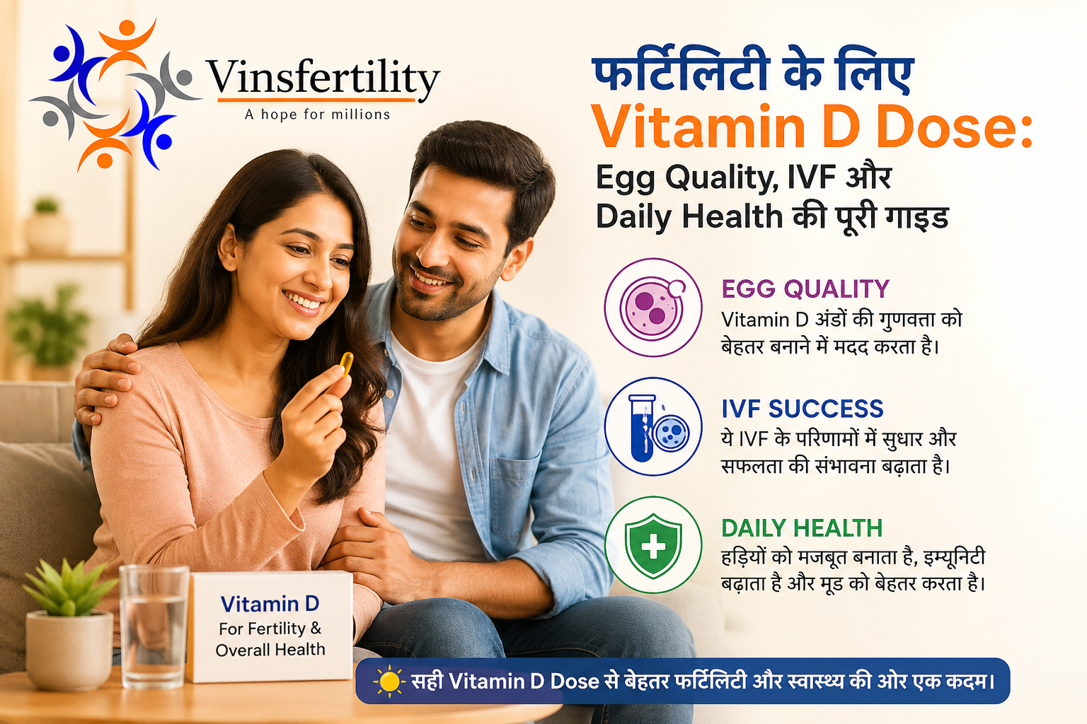 फर्टिलिटी के लिए Vitamin D Dose: Egg Quality, IVF और Daily Health Guide